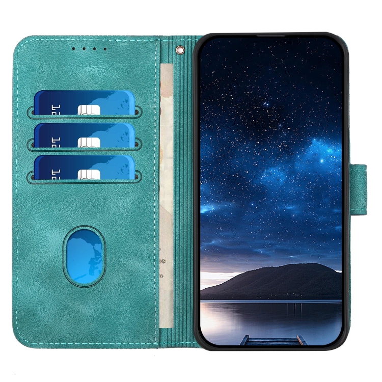 For Samsung Galaxy S23 Ultra 5G YX0080 Grid Butterfly Embossed Pattern Flip Leather Phone Case with Lanyard(Light Blue)