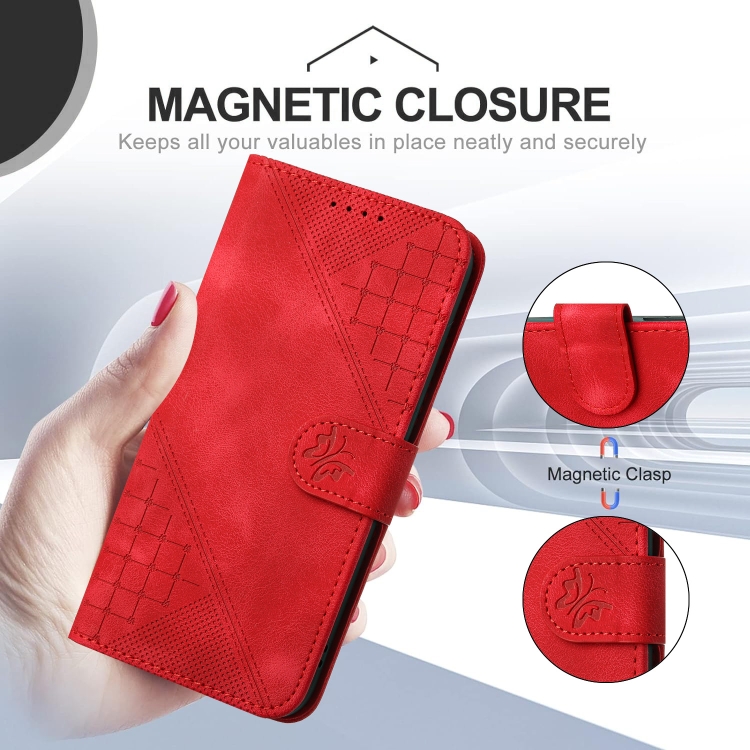 For Samsung Galaxy S22 5G YX0080 Grid Butterfly Embossed Pattern Flip Leather Phone Case with Lanyard(Red) For Samsung Galaxy S22 5G YX0080 Grid Butterfly Embossed Pattern Flip Leather Phone Case with Lanyard(Red)