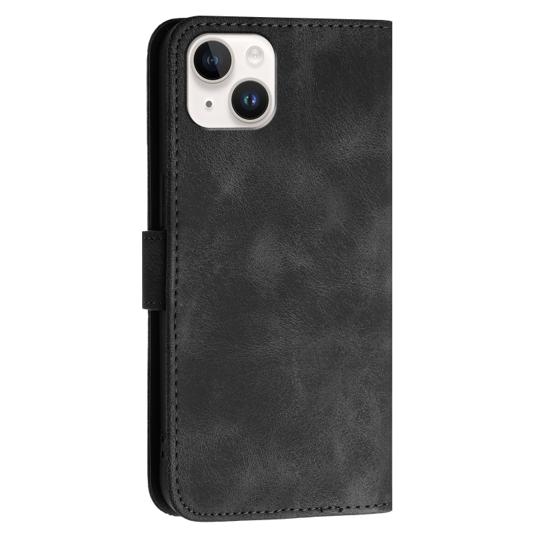 For iPhone 14 Plus YX0080 Grid Butterfly Embossed Pattern Flip Leather Phone Case with Lanyard(Black) For iPhone 14 Plus YX0080 Grid Butterfly Embossed Pattern Flip Leather Phone Case with Lanyard(Black)