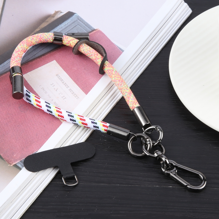8mm Color Match Adjustable Mobile Phone Anti-lost Short Lanyard(White Orange) 8mm Color Match Adjustable Mobile Phone Anti-lost Short Lanyard(White Orange)