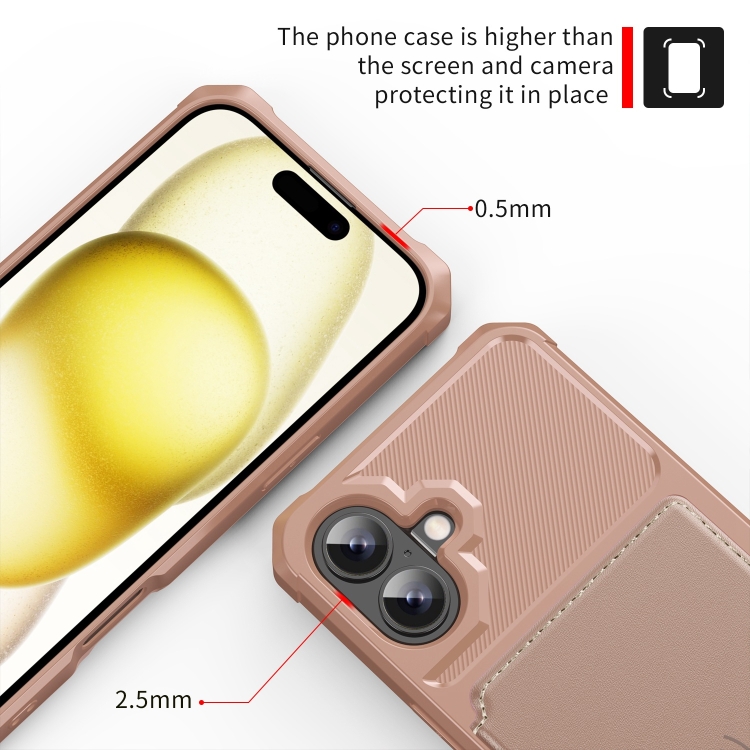 For iPhone 16 Magnetic Wallet Card Bag Leather Phone Case(Rose Gold) For iPhone 16 Magnetic Wallet Card Bag Leather Phone Case(Rose Gold)