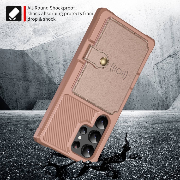 For Samsung Galaxy S24 Ultra 5G Magnetic Wallet Card Bag Leather Phone Case(Rose Gold) For Samsung Galaxy S24 Ultra 5G Magnetic Wallet Card Bag Leather Phone Case(Rose Gold)