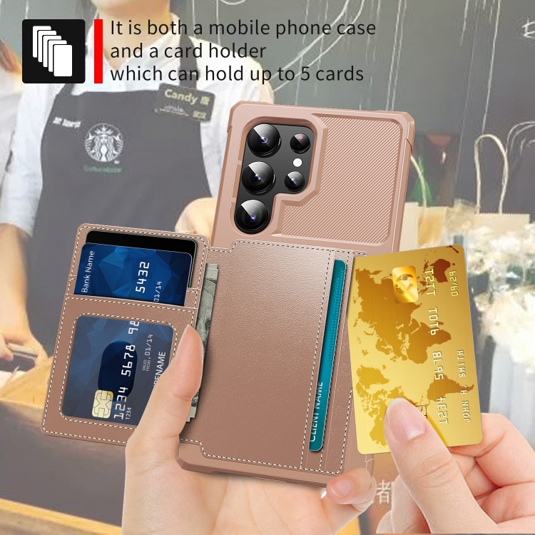 For Samsung Galaxy S24 Ultra 5G Magnetic Wallet Card Bag Leather Phone Case(Rose Gold) For Samsung Galaxy S24 Ultra 5G Magnetic Wallet Card Bag Leather Phone Case(Rose Gold)