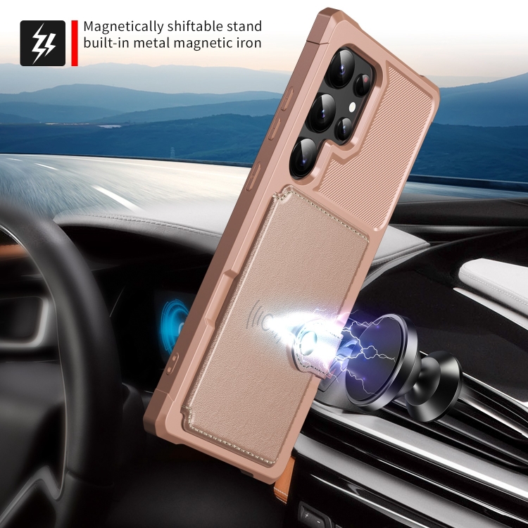 For Samsung Galaxy S24 Ultra 5G Magnetic Wallet Card Bag Leather Phone Case(Rose Gold) For Samsung Galaxy S24 Ultra 5G Magnetic Wallet Card Bag Leather Phone Case(Rose Gold)