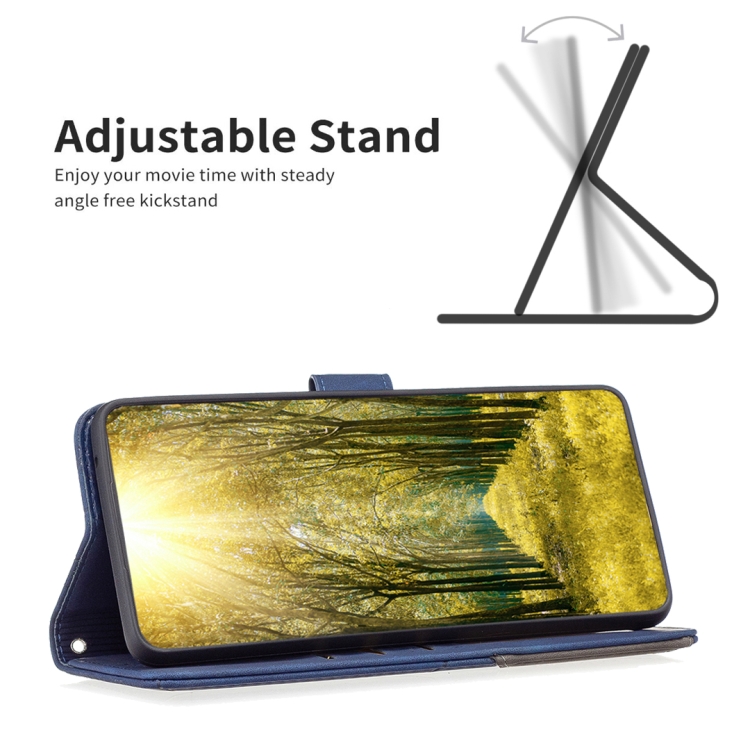 For Redmi 14C 4G Magnetic Buckle Rhombus Texture Leather Phone Case(Blue)