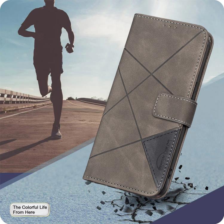 For Redmi Note 15 5G Global 164mm Magnetic Buckle Rhombus Texture Leather Phone Case(Grey)