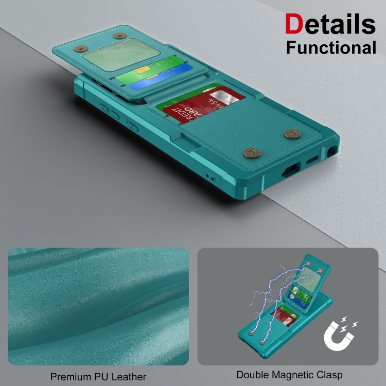 For Samsung Galaxy S24 Ultra 5G Vertical Flip Card Bag Holder Leather Phone Case(Cyan Green) For Samsung Galaxy S24 Ultra 5G Vertical Flip Card Bag Holder Leather Phone Case(Cyan Green)