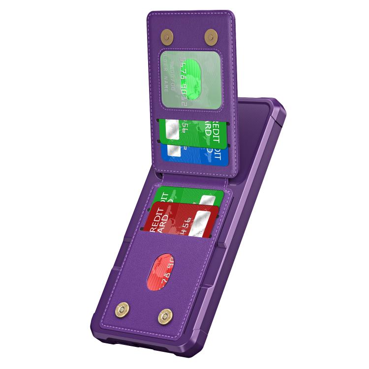 For Samsung Galaxy S24 FE 5G Vertical Flip Card Bag Holder Leather Phone Case(Purple) For Samsung Galaxy S24 FE 5G Vertical Flip Card Bag Holder Leather Phone Case(Purple)