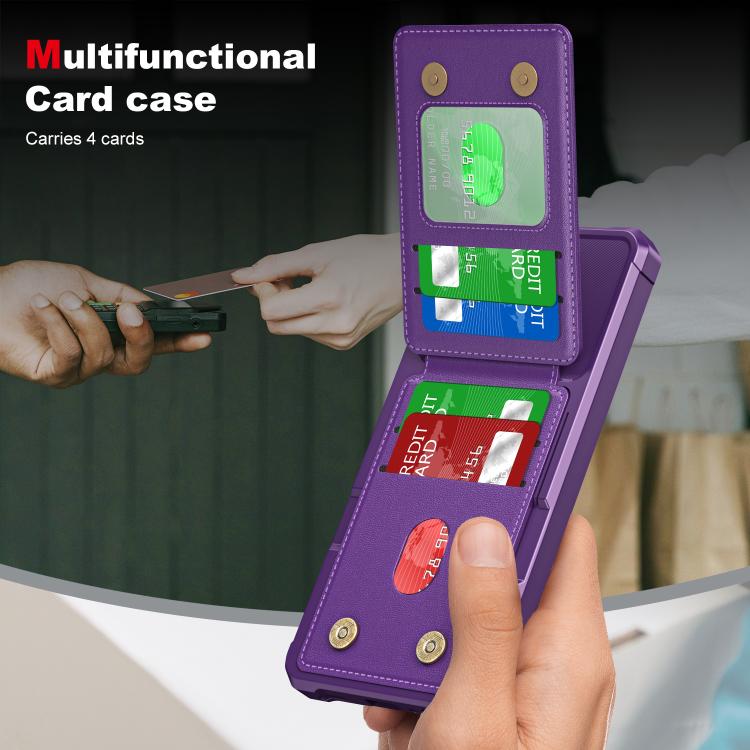 For Samsung Galaxy S24 FE 5G Vertical Flip Card Bag Holder Leather Phone Case(Purple) For Samsung Galaxy S24 FE 5G Vertical Flip Card Bag Holder Leather Phone Case(Purple)