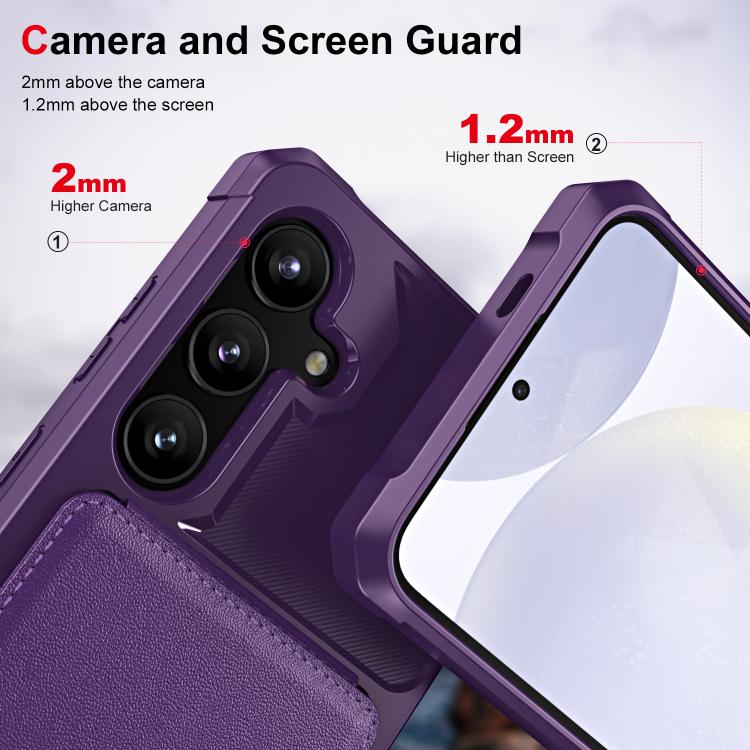 For Samsung Galaxy S24 FE 5G Vertical Flip Card Bag Holder Leather Phone Case(Purple) For Samsung Galaxy S24 FE 5G Vertical Flip Card Bag Holder Leather Phone Case(Purple)