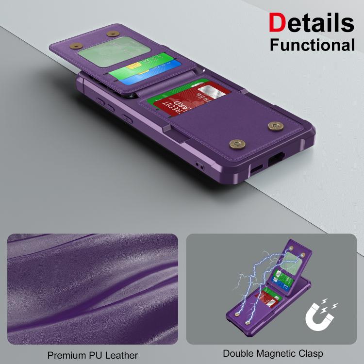 For Samsung Galaxy S24 FE 5G Vertical Flip Card Bag Holder Leather Phone Case(Purple) For Samsung Galaxy S24 FE 5G Vertical Flip Card Bag Holder Leather Phone Case(Purple)