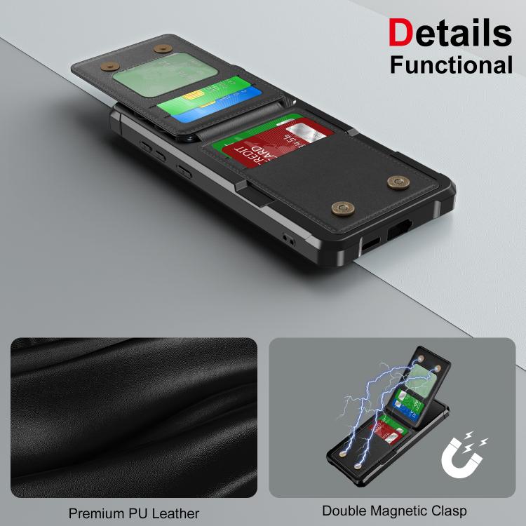 For Samsung Galaxy S25 5G Vertical Flip Card Bag Holder Leather Phone Case(Black) For Samsung Galaxy S25 5G Vertical Flip Card Bag Holder Leather Phone Case(Black)