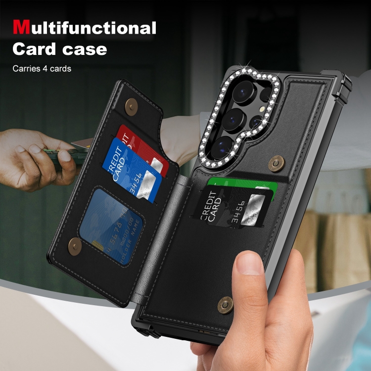 For Samsung Galaxy S24 Ultra 5G Diamond Horizontal Card Bag Leather Phone Case(Black) For Samsung Galaxy S24 Ultra 5G Diamond Horizontal Card Bag Leather Phone Case(Black)