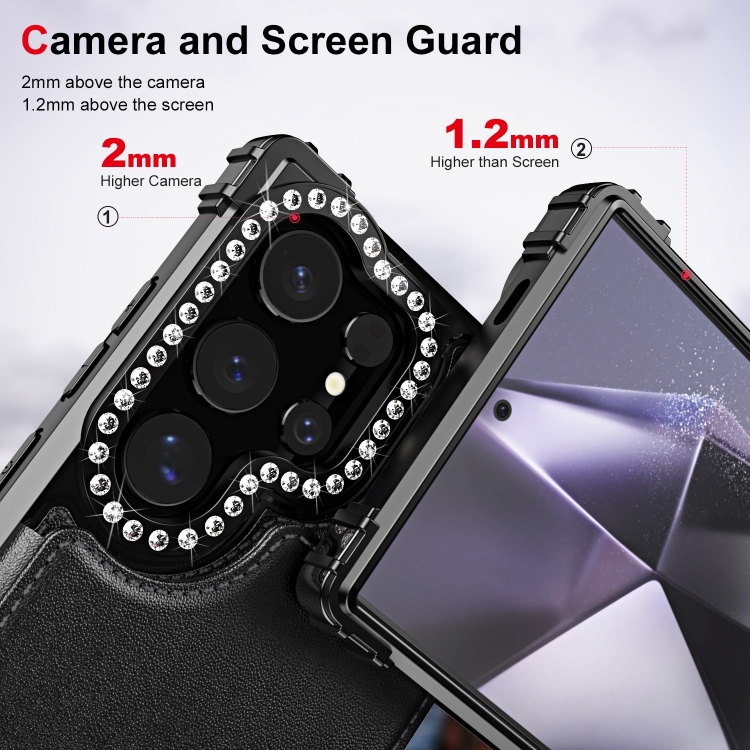 For Samsung Galaxy S24 Ultra 5G Diamond Horizontal Card Bag Leather Phone Case(Black) For Samsung Galaxy S24 Ultra 5G Diamond Horizontal Card Bag Leather Phone Case(Black)