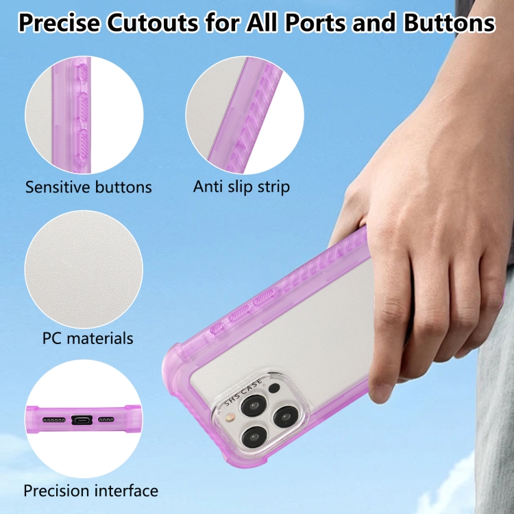 For iPhone 14 Pro Transparent Matte TPU Hybrid PC 3-in-1 Phone Case(Purple) For iPhone 14 Pro Transparent Matte TPU Hybrid PC 3-in-1 Phone Case(Purple)