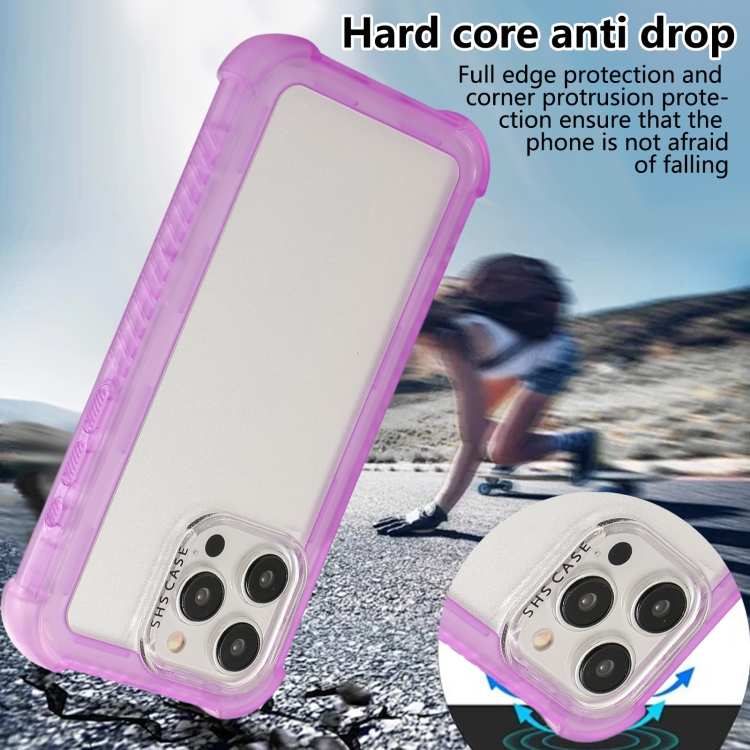 For iPhone 14 Pro Transparent Matte TPU Hybrid PC 3-in-1 Phone Case(Purple) For iPhone 14 Pro Transparent Matte TPU Hybrid PC 3-in-1 Phone Case(Purple)