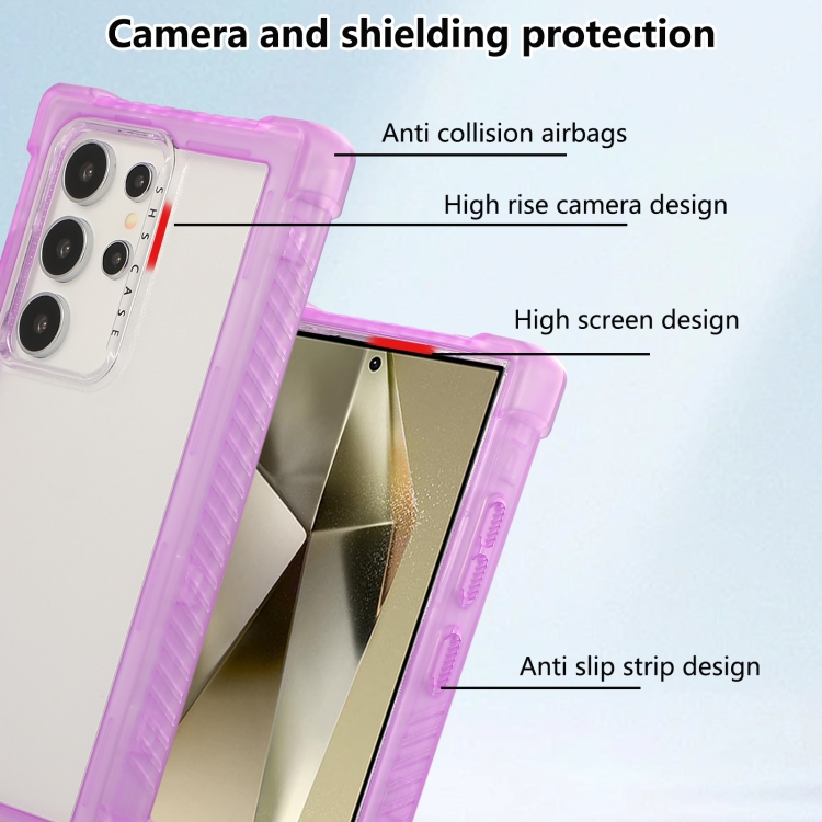 For Samsung Galaxy S24 Ultra 5G Transparent Matte TPU Hybrid PC 3-in-1 Phone Case(Purple) For Samsung Galaxy S24 Ultra 5G Transparent Matte TPU Hybrid PC 3-in-1 Phone Case(Purple)