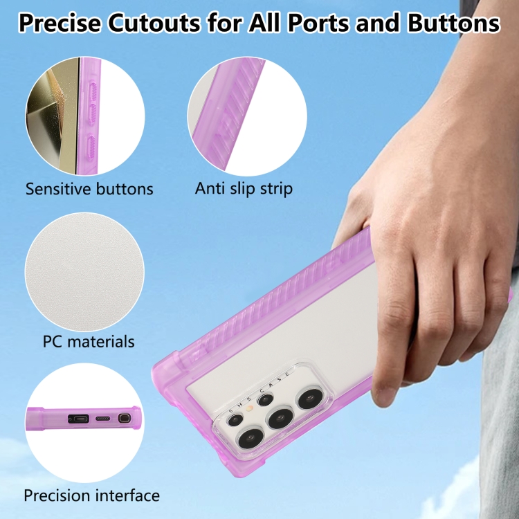 For Samsung Galaxy S24 Ultra 5G Transparent Matte TPU Hybrid PC 3-in-1 Phone Case(Purple) For Samsung Galaxy S24 Ultra 5G Transparent Matte TPU Hybrid PC 3-in-1 Phone Case(Purple)