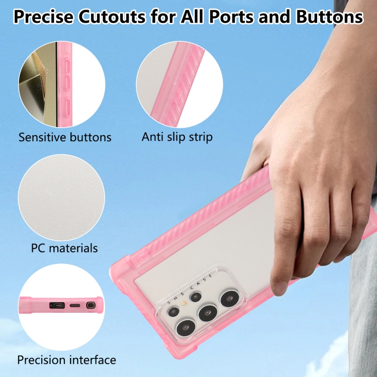 For Samsung Galaxy S24+ 5G Transparent Matte TPU Hybrid PC 3-in-1 Phone Case(Pink) For Samsung Galaxy S24+ 5G Transparent Matte TPU Hybrid PC 3-in-1 Phone Case(Pink)