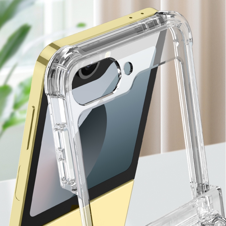For Samsung Galaxy Z Flip6 GKK Clear Airbag Hinge Full Coverage Phone Case with Ring / Metal Chain(Silver) For Samsung Galaxy Z Flip6 GKK Clear Airbag Hinge Full Coverage Phone Case with Ring / Metal Chain(Silver)