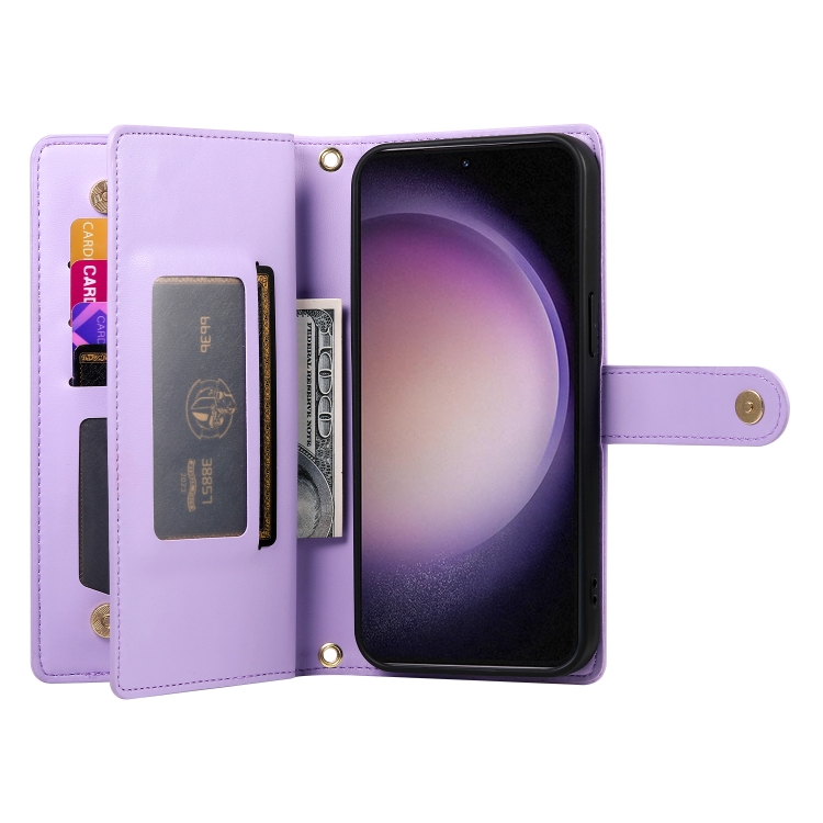 For Samsung Galaxy S23 5G Nine Card-slot Zipper Wallet Bag Leather Phone Case(Purple) For Samsung Galaxy S23 5G Nine Card-slot Zipper Wallet Bag Leather Phone Case(Purple)