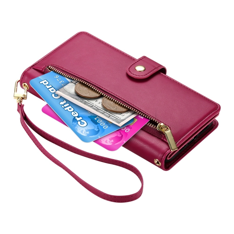 For Samsung Galaxy S24 FE 5G Nine Card-slot Zipper Wallet Bag Leather Phone Case(Red) For Samsung Galaxy S24 FE 5G Nine Card-slot Zipper Wallet Bag Leather Phone Case(Red)