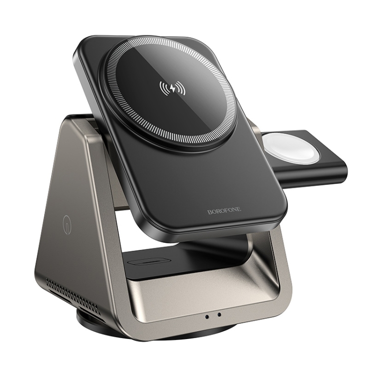 BOROFONE BQ30 Wide 3-in-1 Wireless Magnetic Fast Charger (Metal Grey) - 3