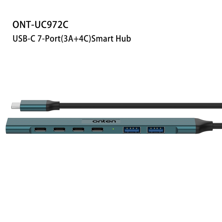 Onten UC972C 7 in 1 USB-C / Type-C to USB3.0 + USB2.0x2 + Type-Cx4 HUB Docking Station(Pine Green) - 1