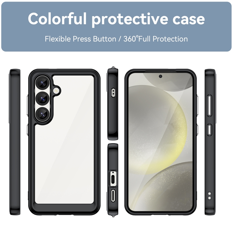 For Samsung Galaxy S25 5G Colorful Series Acrylic Hybrid TPU Phone Case(Black) For Samsung Galaxy S25 5G Colorful Series Acrylic Hybrid TPU Phone Case(Black)