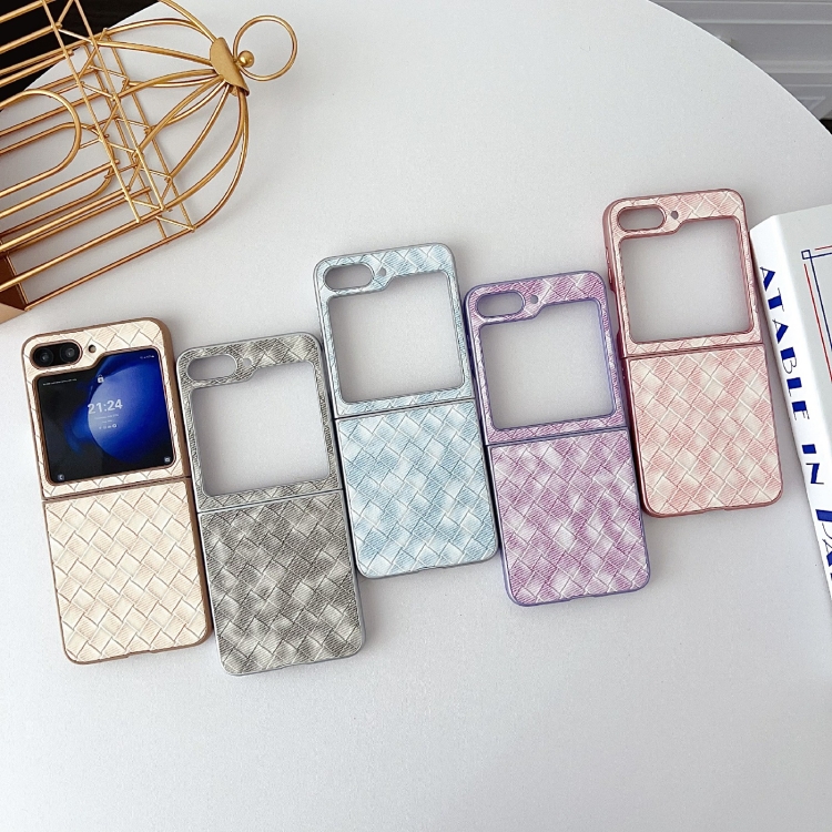 For Samsung Galaxy Z Flip5 Colorful Woven Pattern Full Coverage Phone Case(Blue) For Samsung Galaxy Z Flip5 Colorful Woven Pattern Full Coverage Phone Case(Blue)