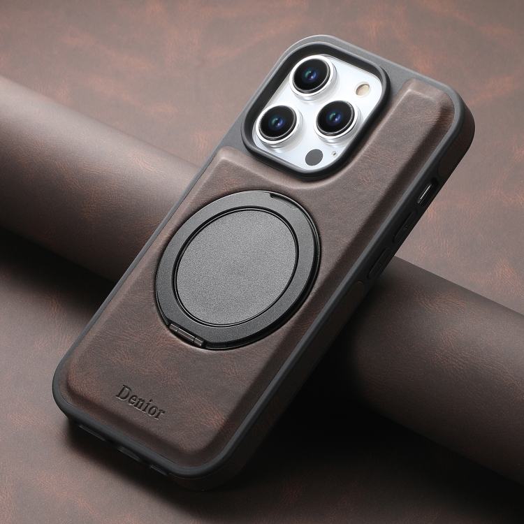 For iPhone 15 Plus / 14 Plus Denior A14 Skin Feel Rotating Holder MagSafe Phone Case(Brown) For iPhone 15 Plus / 14 Plus Denior A14 Skin Feel Rotating Holder MagSafe Phone Case(Brown)