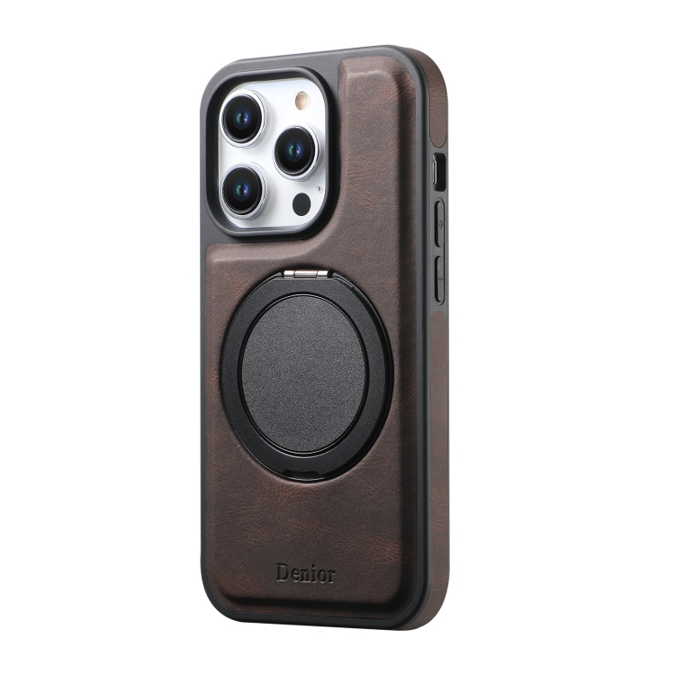 For iPhone 15 Plus / 14 Plus Denior A14 Skin Feel Rotating Holder MagSafe Phone Case(Brown) For iPhone 15 Plus / 14 Plus Denior A14 Skin Feel Rotating Holder MagSafe Phone Case(Brown)