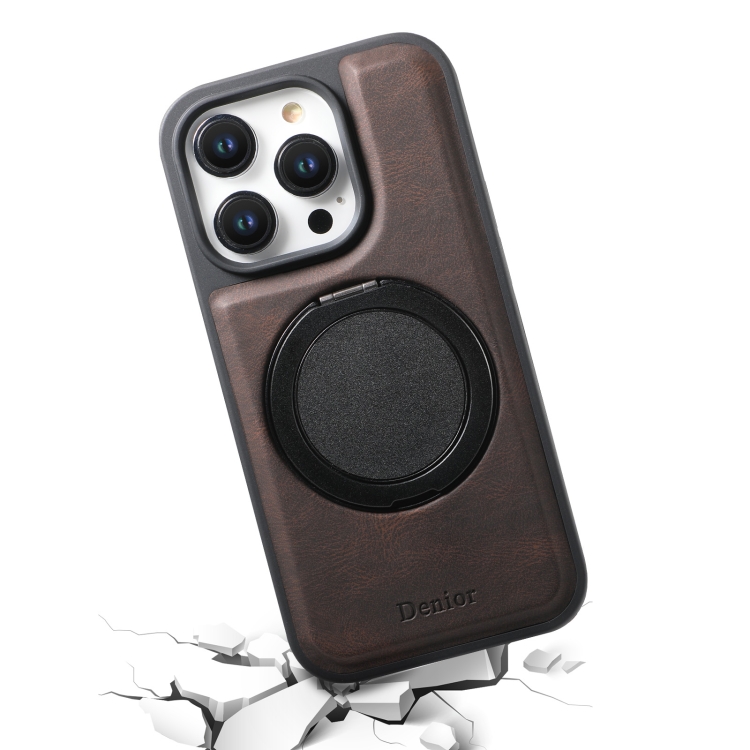 For iPhone 15 Plus / 14 Plus Denior A14 Skin Feel Rotating Holder MagSafe Phone Case(Brown) For iPhone 15 Plus / 14 Plus Denior A14 Skin Feel Rotating Holder MagSafe Phone Case(Brown)