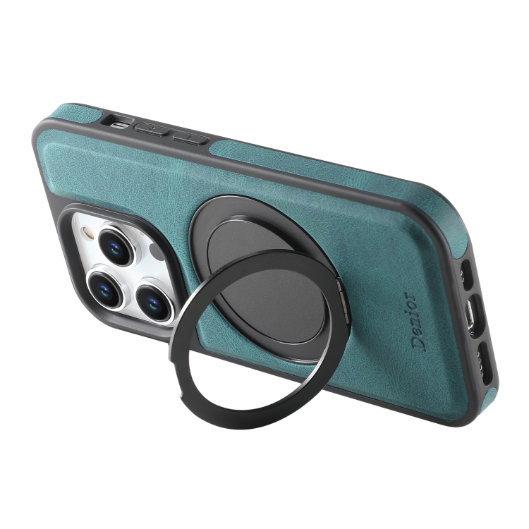 For iPhone 16 Pro Denior A14 Skin Feel Rotating Holder MagSafe Phone Case(Blue) For iPhone 16 Pro Denior A14 Skin Feel Rotating Holder MagSafe Phone Case(Blue)