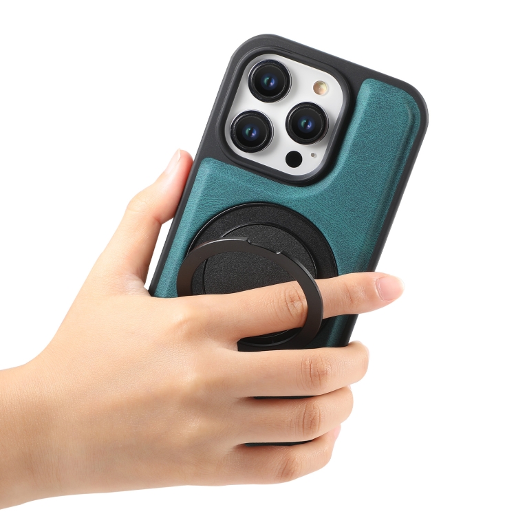 For iPhone 16 Pro Denior A14 Skin Feel Rotating Holder MagSafe Phone Case(Blue) For iPhone 16 Pro Denior A14 Skin Feel Rotating Holder MagSafe Phone Case(Blue)