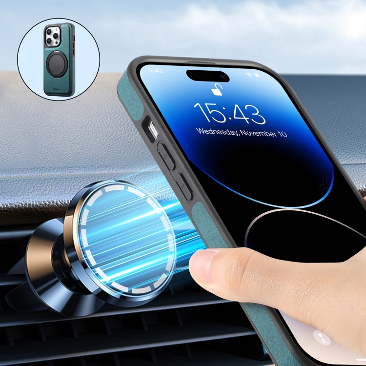 For iPhone 16 Pro Denior A14 Skin Feel Rotating Holder MagSafe Phone Case(Blue) For iPhone 16 Pro Denior A14 Skin Feel Rotating Holder MagSafe Phone Case(Blue)