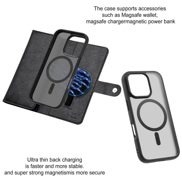 For iPhone 16 Pro ViLi GVA Series MagSafe Magnetic RFID Leather Phone Case(Black) For iPhone 16 Pro ViLi GVA Series MagSafe Magnetic RFID Leather Phone Case(Black)