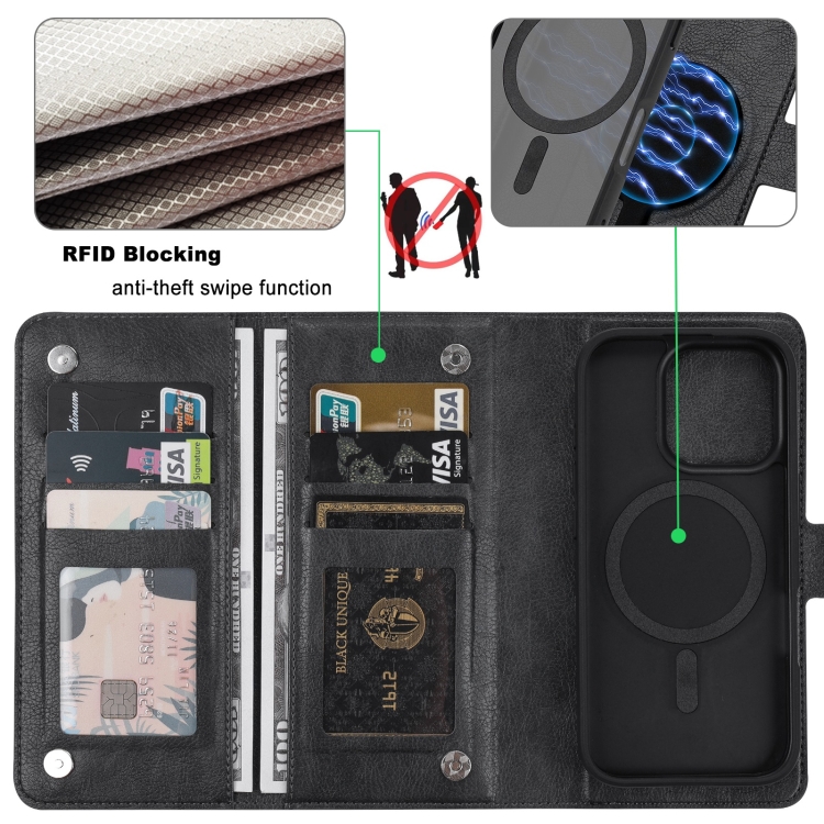For iPhone 16 Pro ViLi GVA Series MagSafe Magnetic RFID Leather Phone Case(Black) For iPhone 16 Pro ViLi GVA Series MagSafe Magnetic RFID Leather Phone Case(Black)