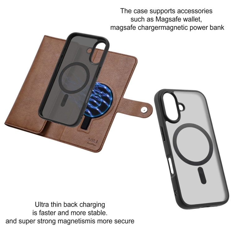 For iPhone 16 ViLi GVS Series MagSafe Magnetic RFID Leather Phone Case(Brown) For iPhone 16 ViLi GVS Series MagSafe Magnetic RFID Leather Phone Case(Brown)