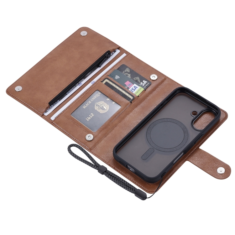 For iPhone 16 ViLi GVS Series MagSafe Magnetic RFID Leather Phone Case(Brown) For iPhone 16 ViLi GVS Series MagSafe Magnetic RFID Leather Phone Case(Brown)