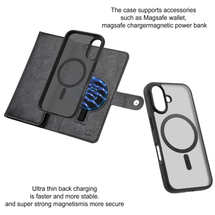 For iPhone 16 Plus ViLi GVS Series MagSafe Magnetic RFID Leather Phone Case(Black) For iPhone 16 Plus ViLi GVS Series MagSafe Magnetic RFID Leather Phone Case(Black)