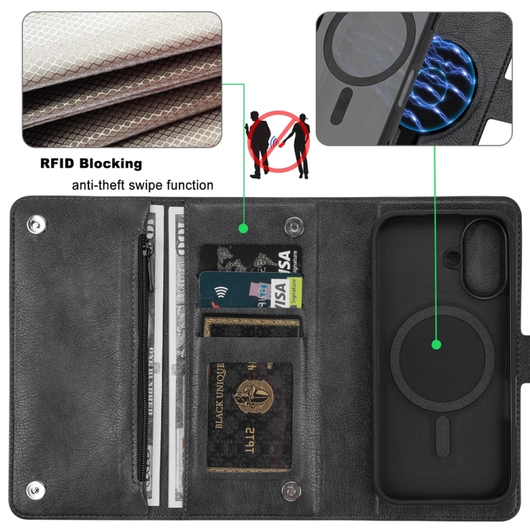 For iPhone 16 Plus ViLi GVS Series MagSafe Magnetic RFID Leather Phone Case(Black) For iPhone 16 Plus ViLi GVS Series MagSafe Magnetic RFID Leather Phone Case(Black)