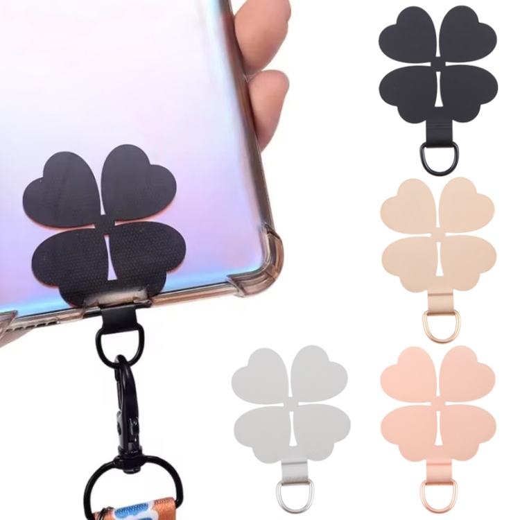 Four-leaf Metal Mobile Phone Lanyard Fixing Gasket(Black)