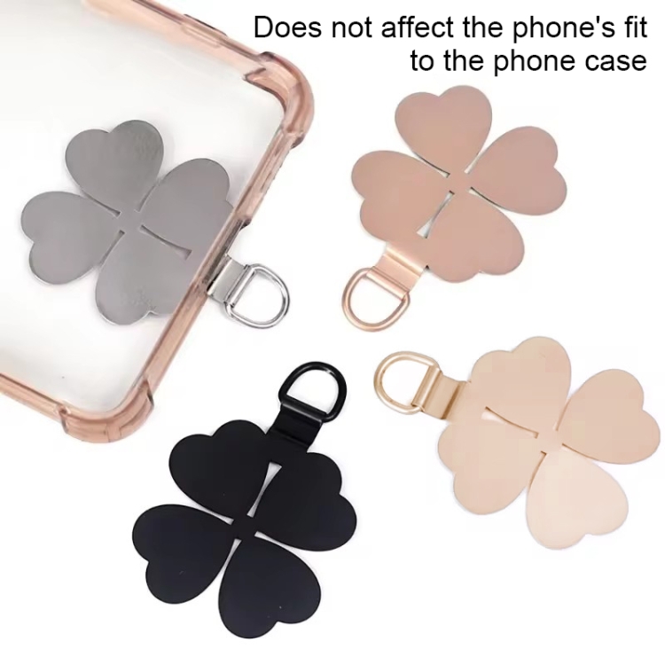 Four-leaf Metal Mobile Phone Lanyard Fixing Gasket(Black)