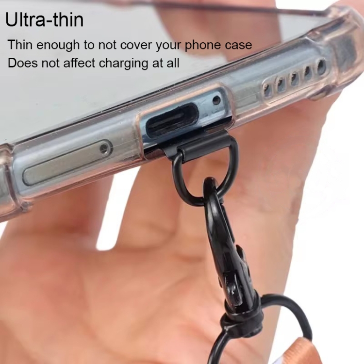 Four-leaf Metal Mobile Phone Lanyard Fixing Gasket(Black)