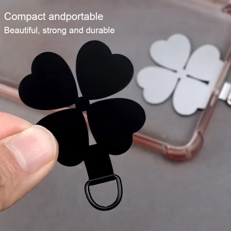 Four-leaf Metal Mobile Phone Lanyard Fixing Gasket(Black)