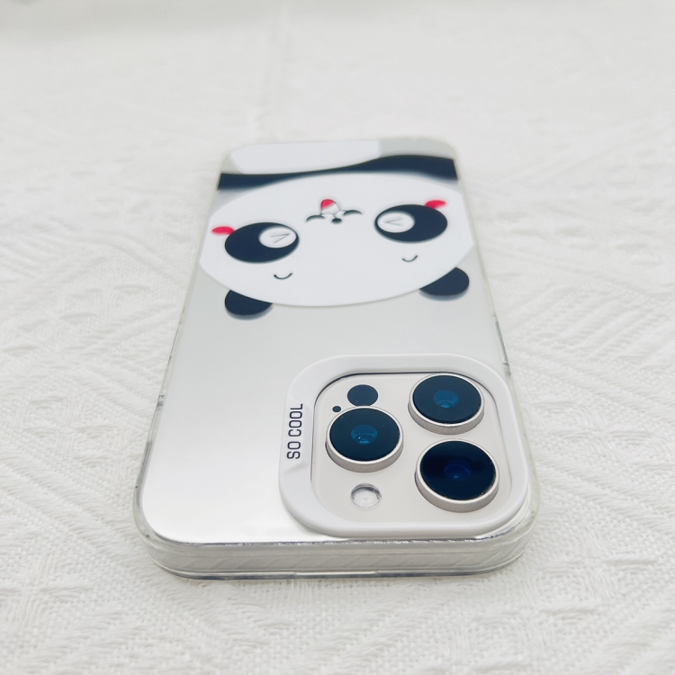 For iPhone 15 Pro Cartoon Panda TPU Hybrid PC Phone Case(Wink Panda)