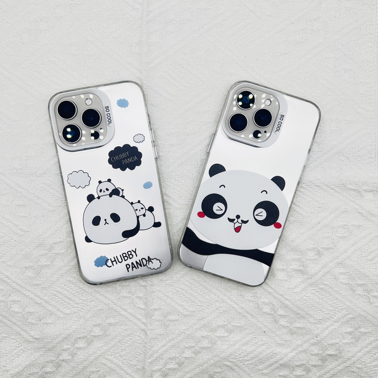 For iPhone 15 Pro Cartoon Panda TPU Hybrid PC Phone Case(Wink Panda)