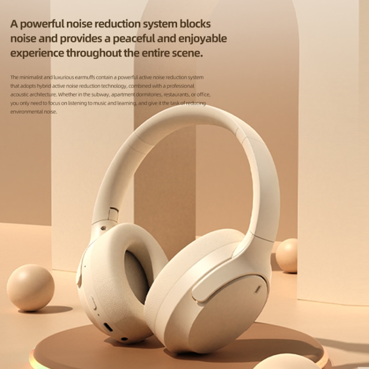 NC10 ANC Active Noise Reduction Head-mounted Bluetooth Earphone(Beige) NC10 ANC Active Noise Reduction Head-mounted Bluetooth Earphone(Beige)