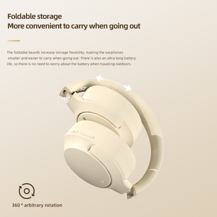 NC10 ANC Active Noise Reduction Head-mounted Bluetooth Earphone(Beige) NC10 ANC Active Noise Reduction Head-mounted Bluetooth Earphone(Beige)
